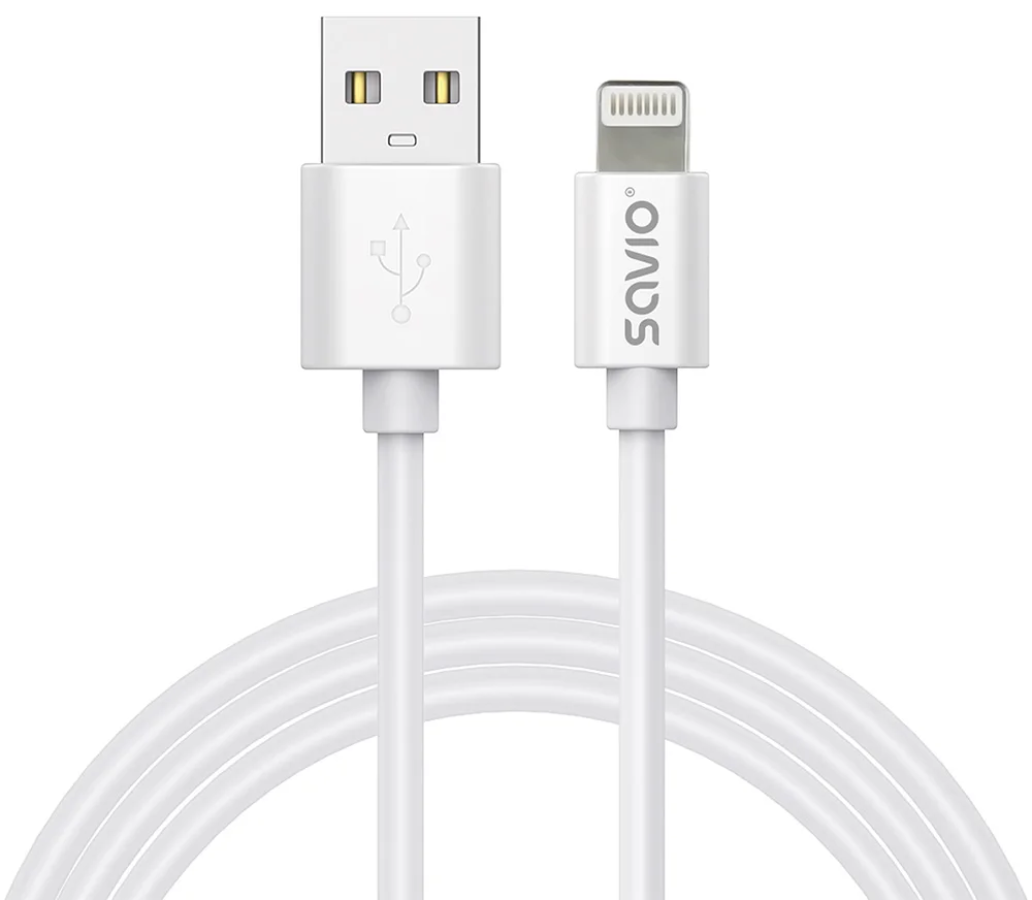 Kabelis SAVIO USB-A – Lightning 1 m, White, 2.4A (CL-192)