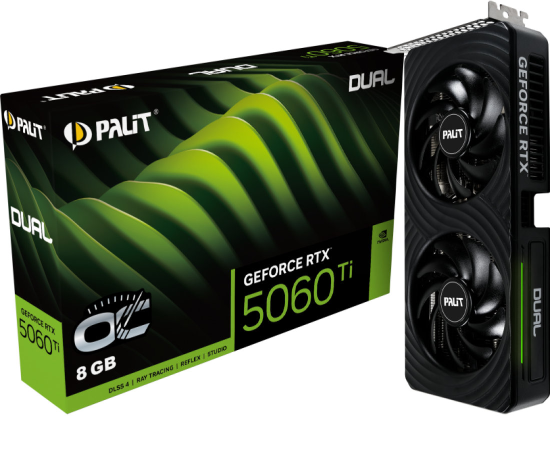 Videokarte Palit GeForce RTX 5060 Ti 8GB Dual OC (DLSS 4) (NE7506TT19P1-GB2062D)