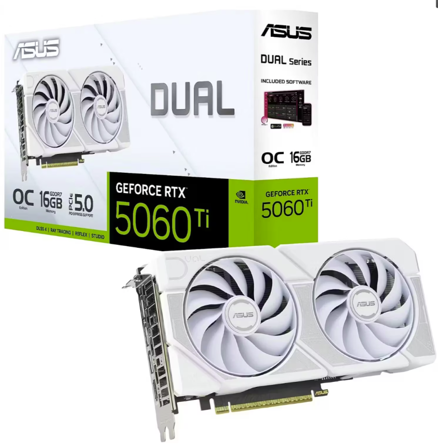Videokarte Asus GeForce RTX 5060 Ti 16GB White (DUAL-RTX5060TI-O16G-WHITE)