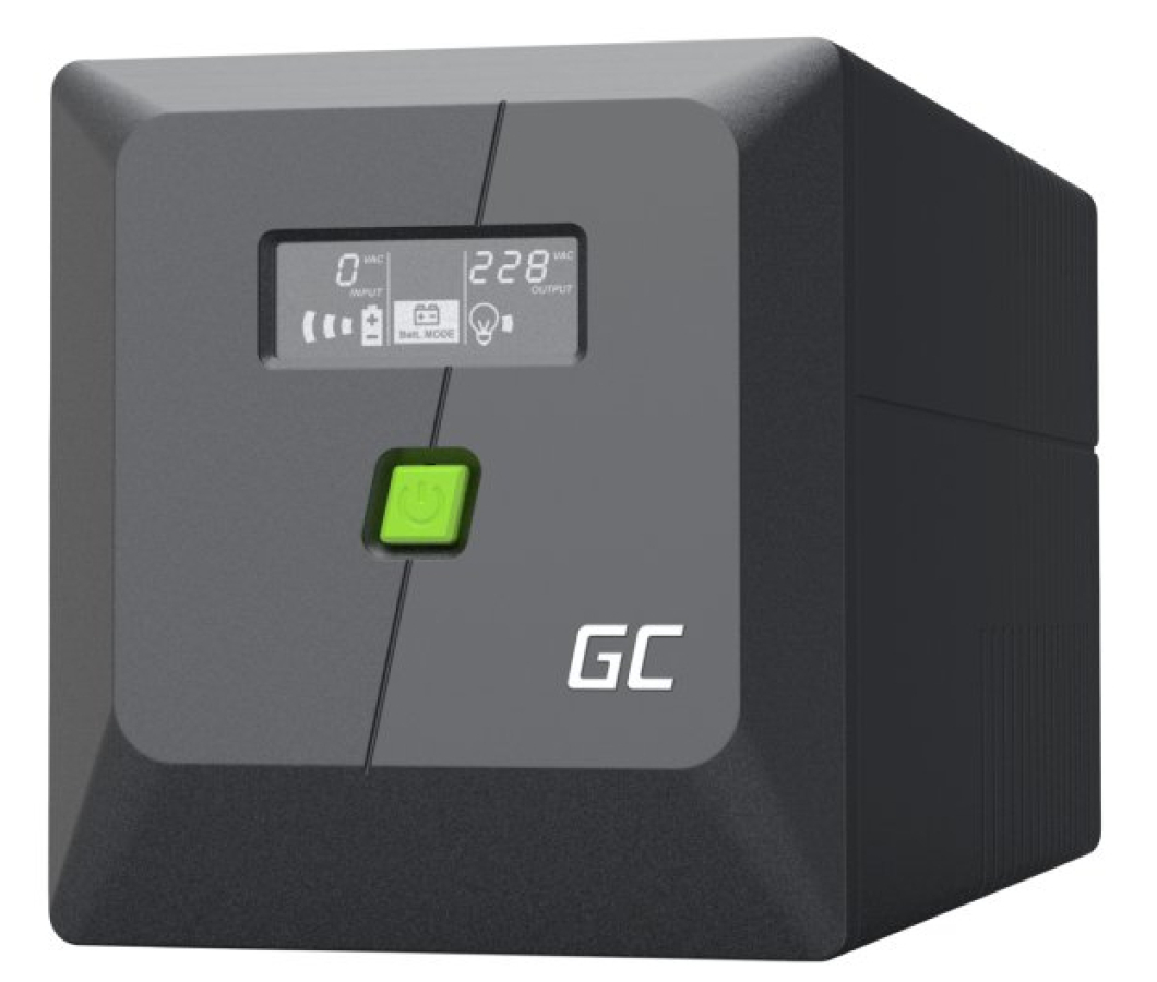 Nepārtrauktas barošanas bloks Green Cell PowerProof LCD UPS 1000VA 700W USB 2x Schuko + 2x IEC (UPSLP700)