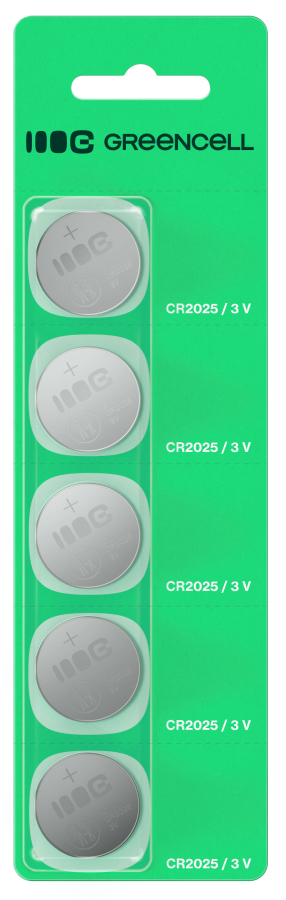 Baterijas Green Cell Blister 5x Lithium Battery CR2025 (X5CR2025)