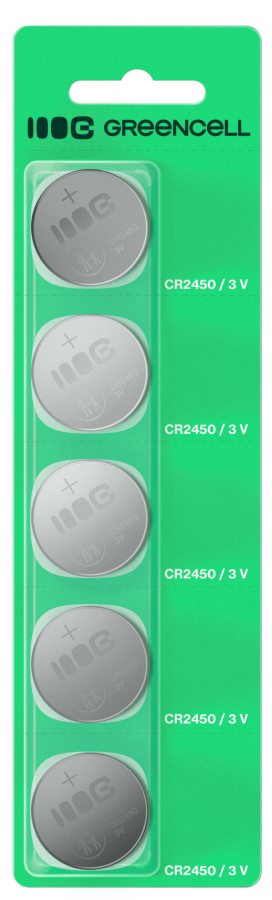 Baterijas Green Cell Blister 5x Lithium Battery CR2450 (X5CR2450)