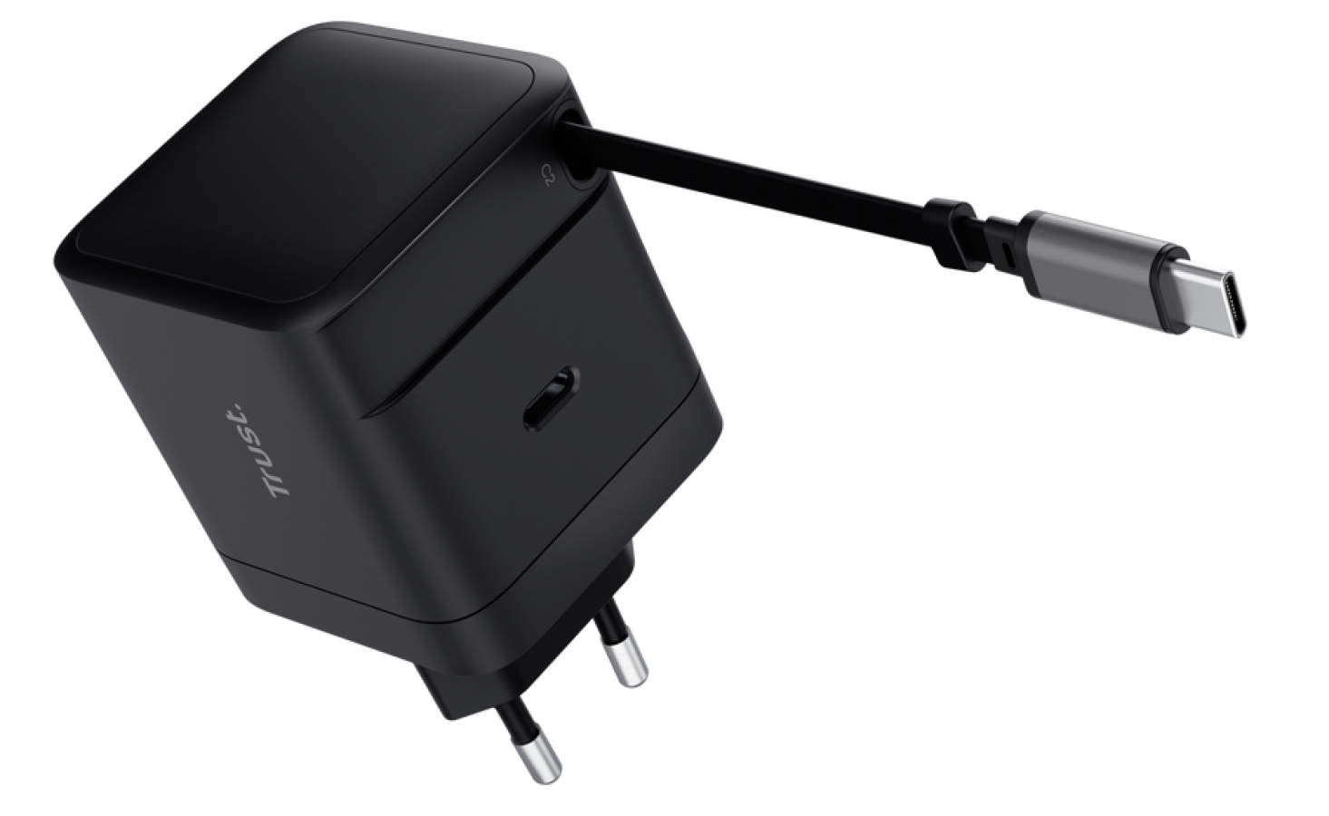 Lādētājs Trust Maxo 65W Black USB-C 67 cm izvelkams vads (25805)