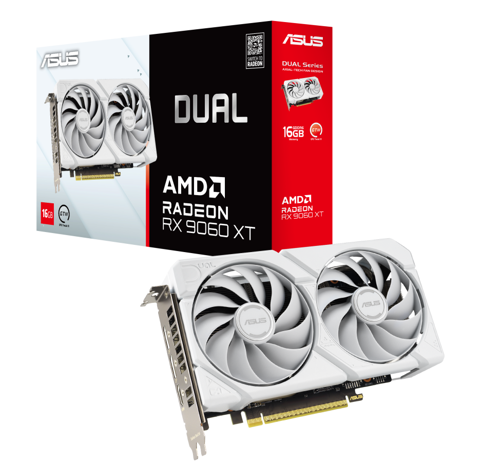 Videokarte ASUS Daul Radeon RX 9060 XT 16GB White Edition (DUAL-RX9060XT-16G-WH)