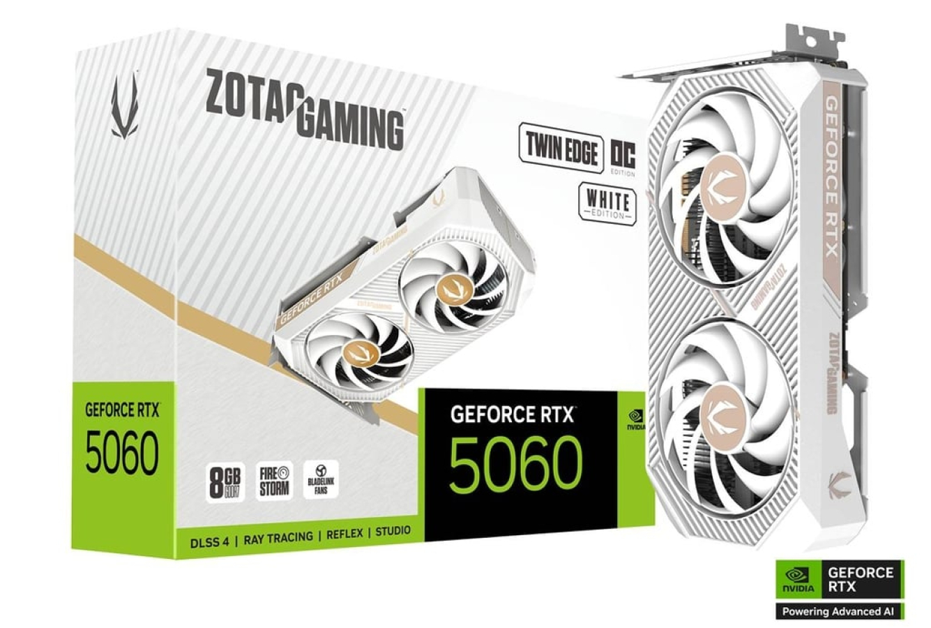 Videokarte ZOTAC GAMING GeForce RTX 5060 Twin Edge OC White Edition (ZT-B50600Q-10M)