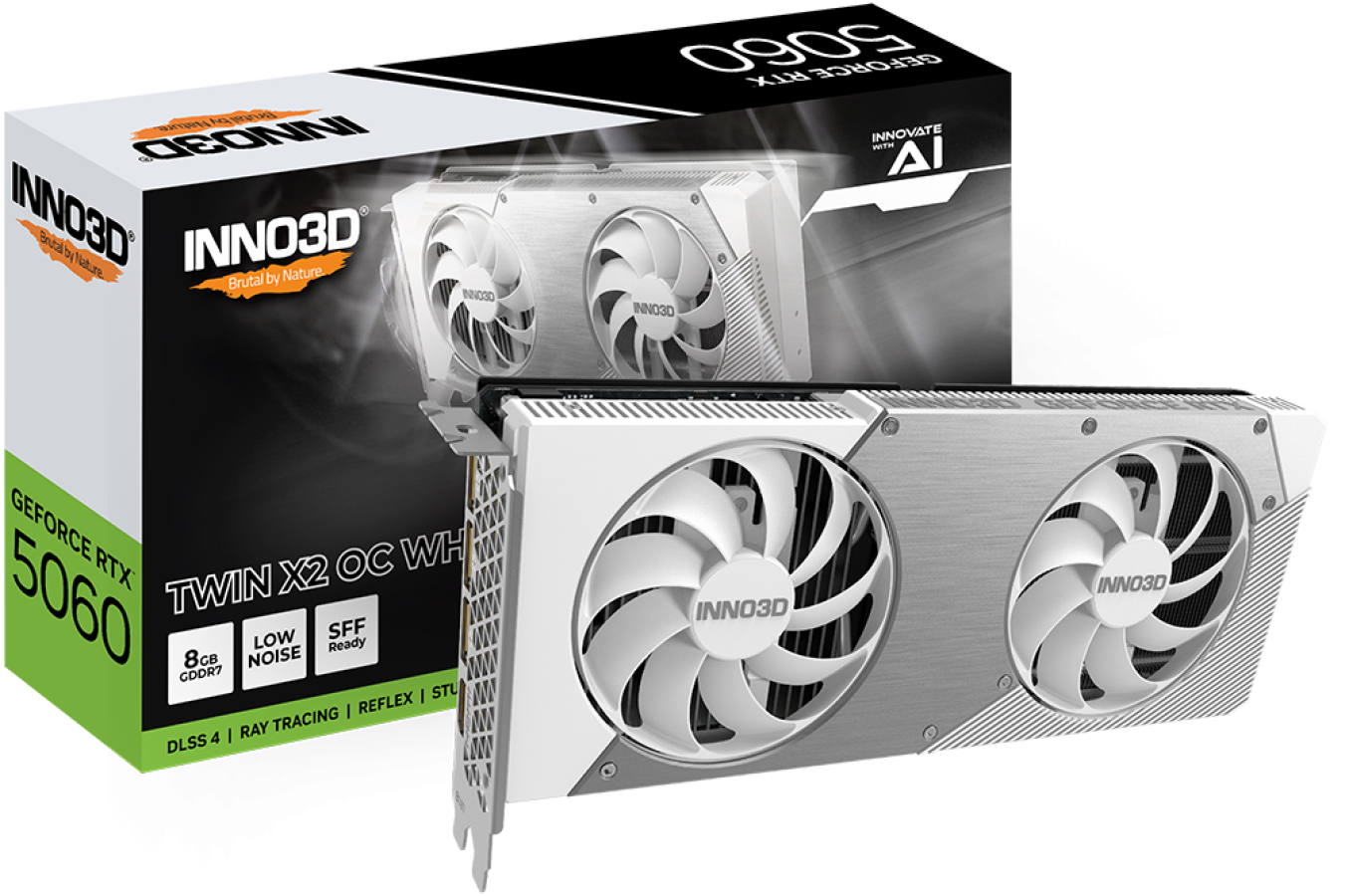 Videokarte Inno3D GeForce RTX 5060 Twin X2 OC White (N50602-08D7X-195070W)
