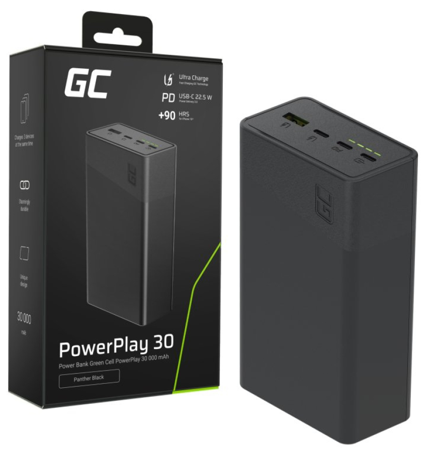 Powerbank GreenCell PowerPlay 30 30000mAh Black (PBGC30B)