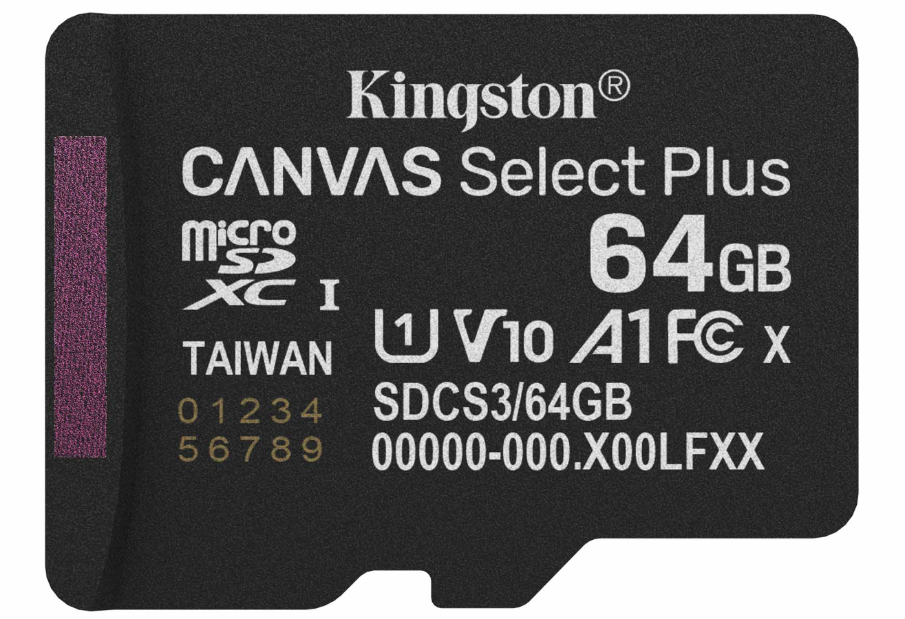 Atmiņas karte Kingston MicroSDXC 64GB Canvas Select Plus bez adaptera (SDCS3/64GBSP)