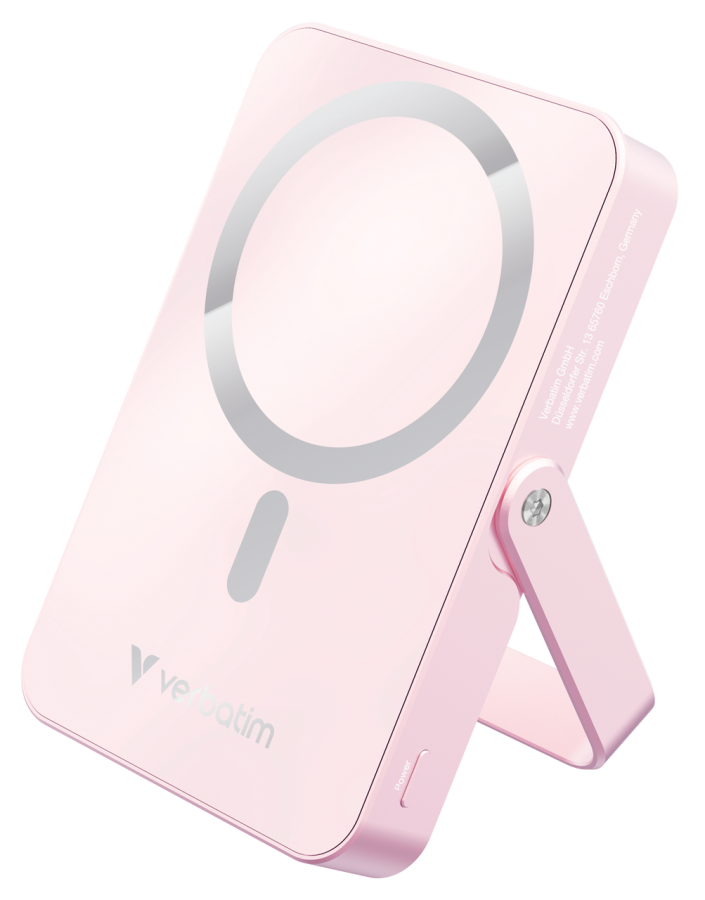 Enerģijas krātuve Verbatim Charge n Go 10000mAh Magnetic Wireless Charge Pink ar Statīvu (32267V)