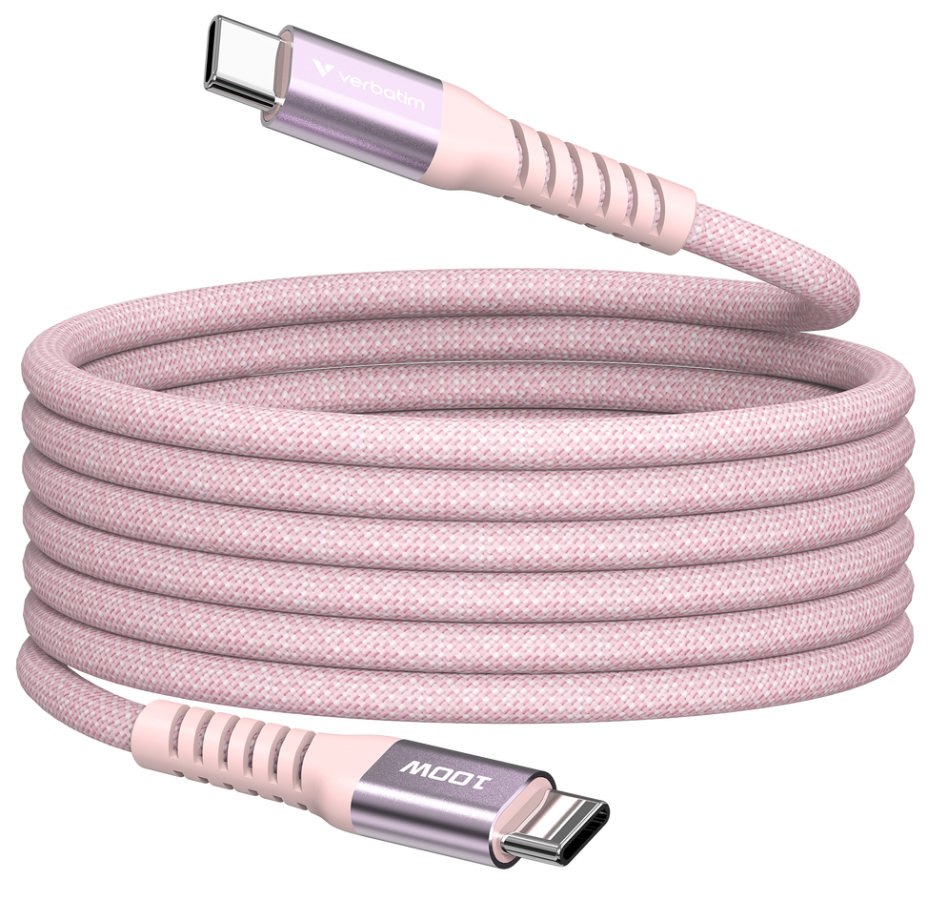Kabelis Verbatim Sync & Charge Magnetic Type-C  100W 120cm Pink (31857V)