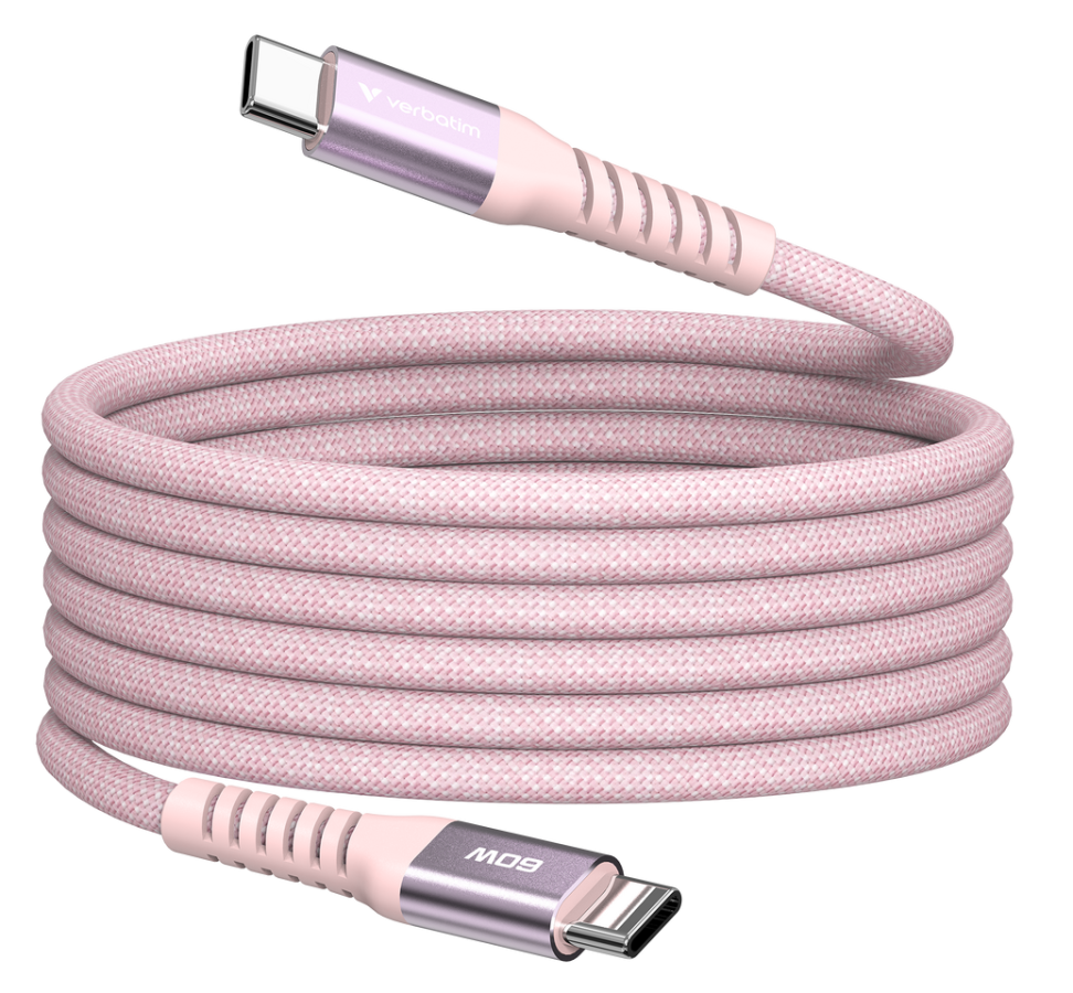 Kabelis Verbatim Sync & Charge Magnetic Type-C  60W 120cm Pink (31853V)