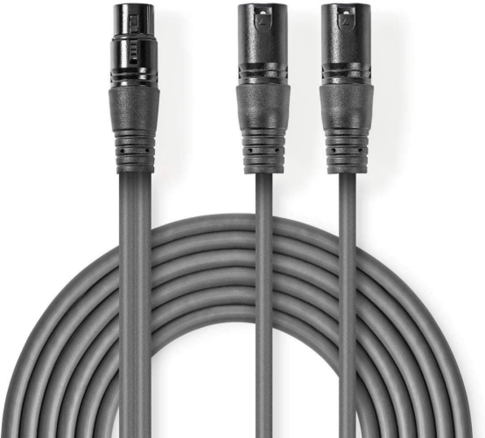 Kabelis Nedis 2x XLR M - XLR F 1.5m (COTH15020GY15)