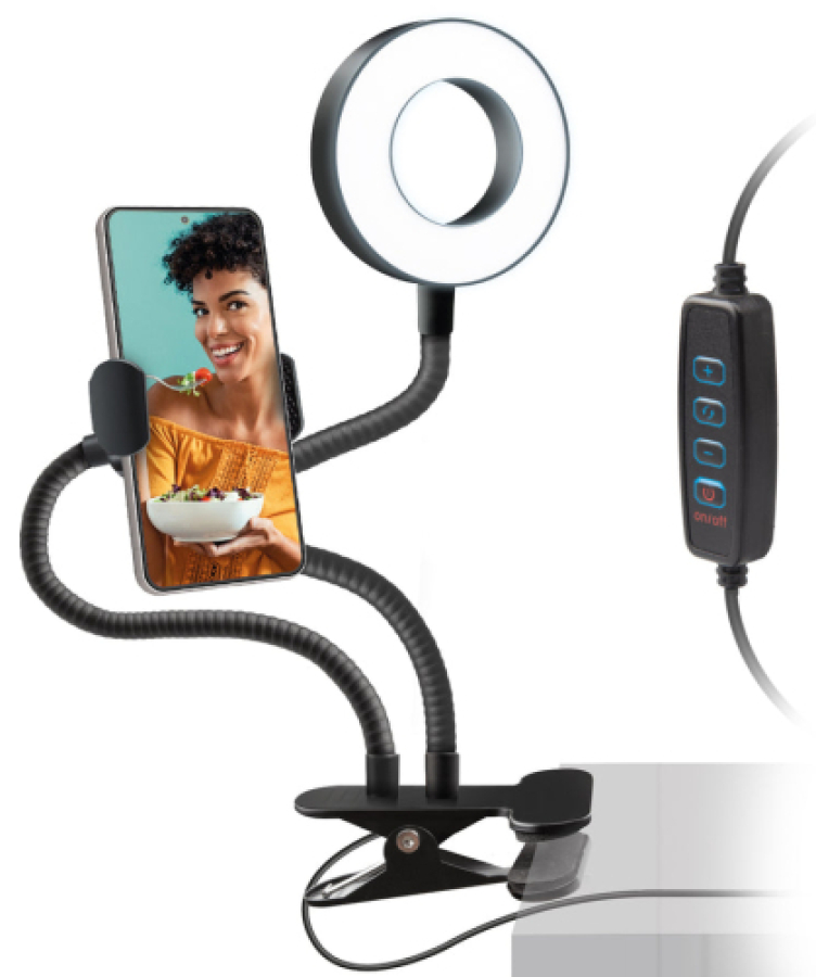 Statīvs SBS Swivel LED ring Table clip (TESELFIESPOTRING)