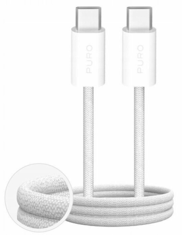 USB kabelis Puro Fabrik USB-C USB-C 1m 100w (PUCCC100WFABK4WHI)