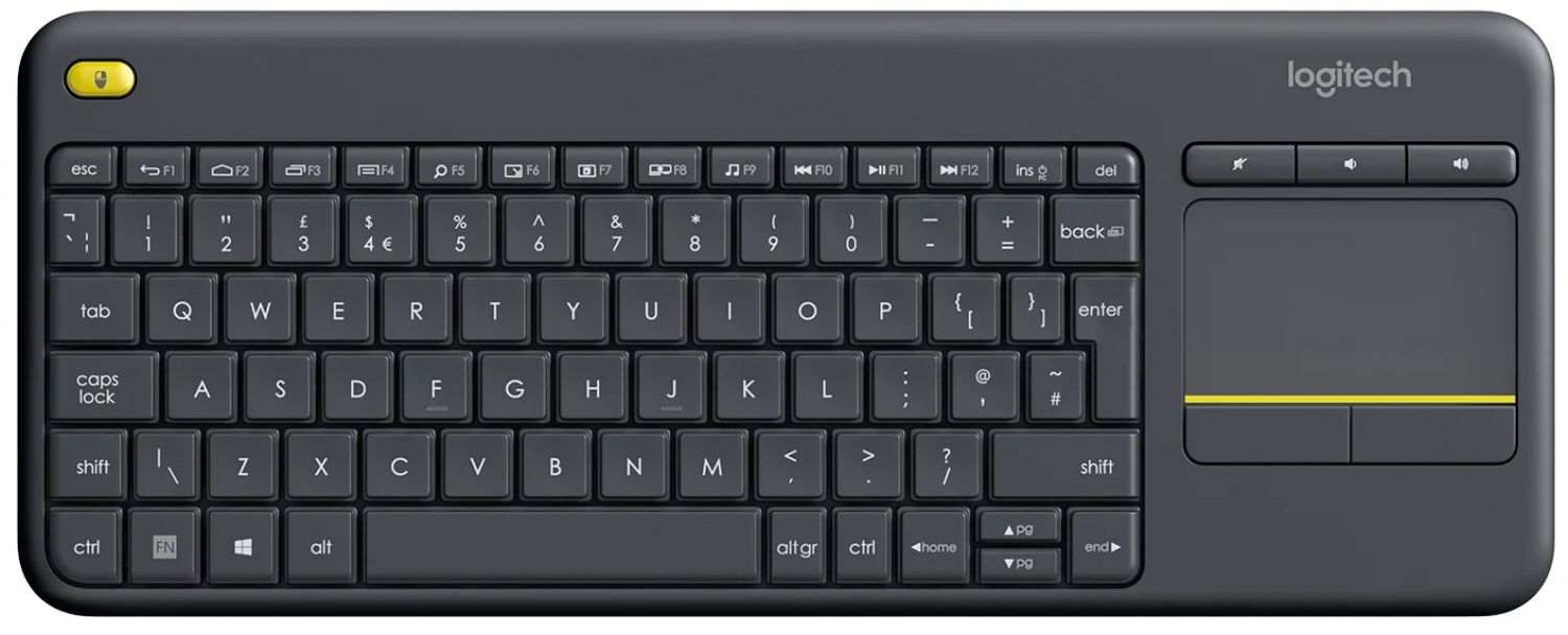Klaviatūra Logitech Wireless Touch K400 Plus Black US (920-007145)