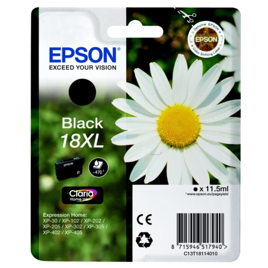 Tintes kārtidžs Epson T1811 Black (C13T18114012)