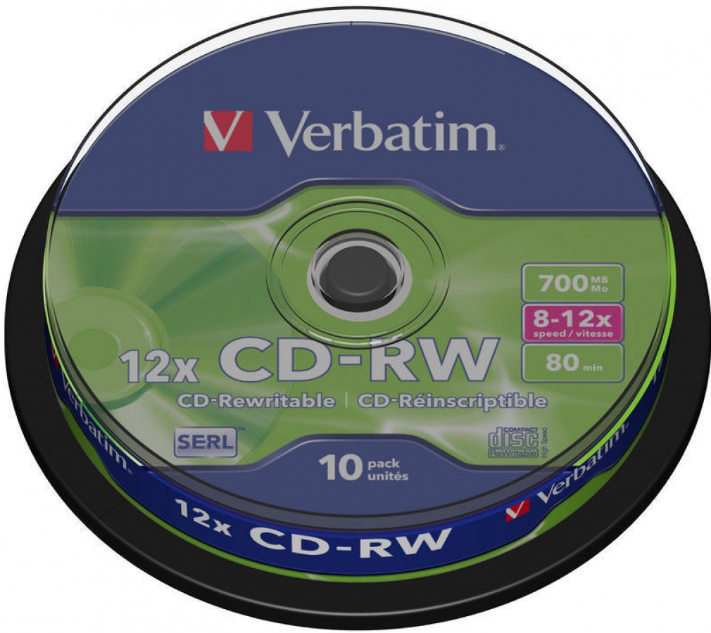 Matricas CD-RW SERL Verbatim 700MB 12x, 10 Pack Spindle (43480V)