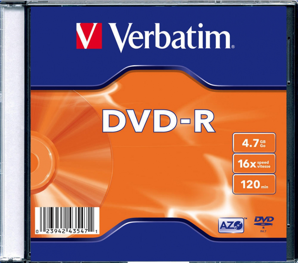Matricas DVD-R AZO Verbatim 4.7GB 16x, 20 Pack Slim (43547V)