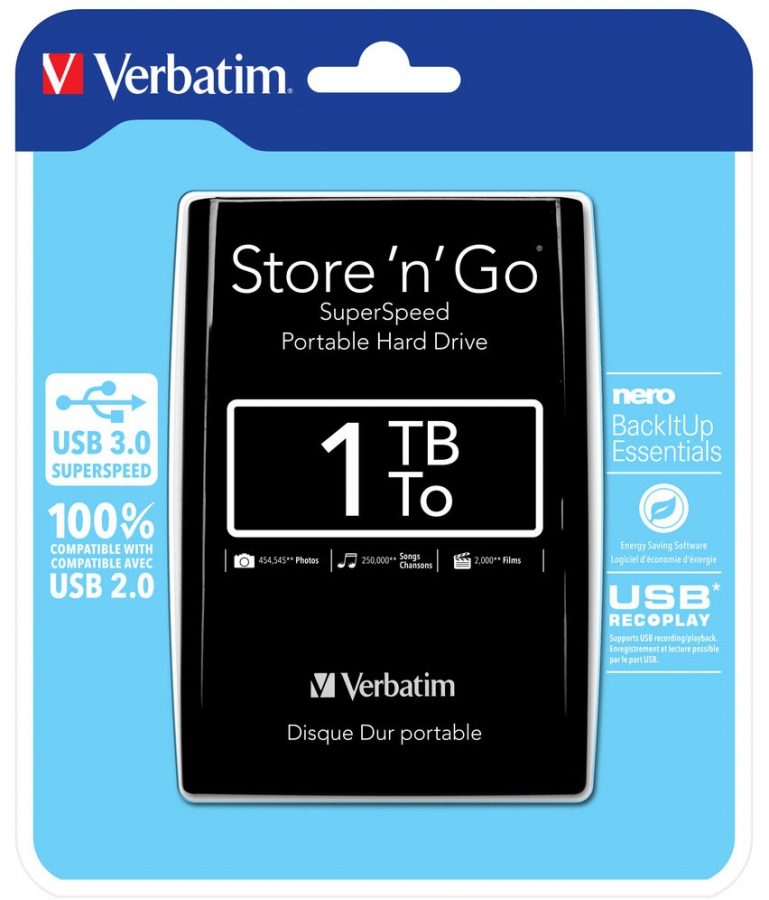 Ārējais cietais disks Verbatim 1TB (53023V)
