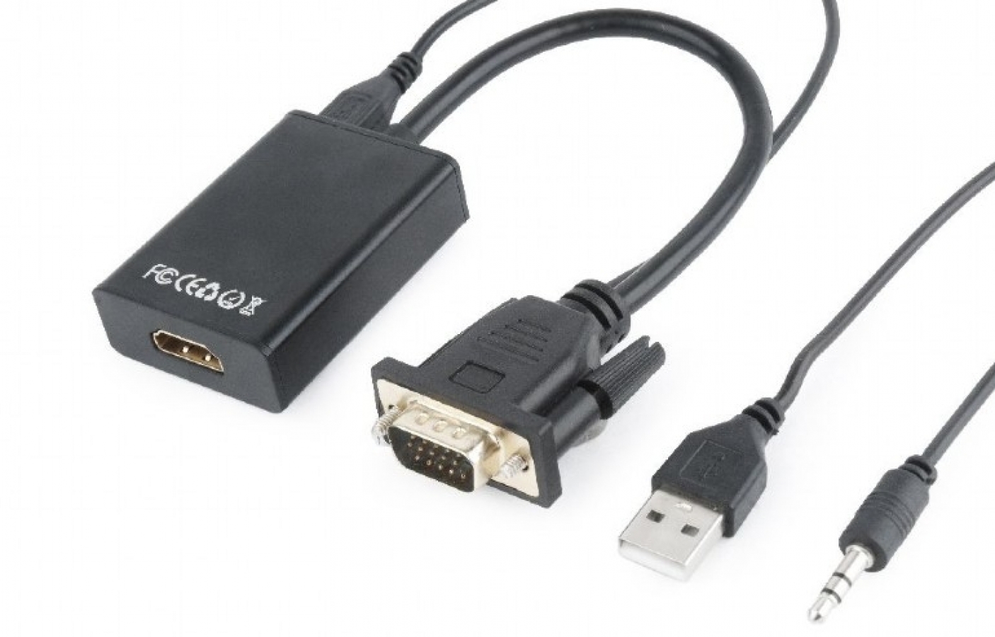 Gembird VGA Male - HDMI Female 0.15m Black + USB/AUX Full HD (A-VGA-HDMI-01)