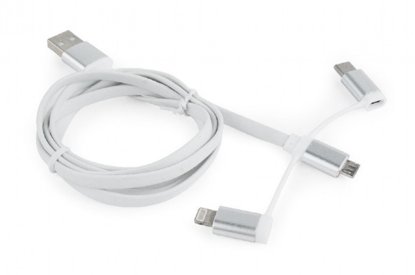 Gembird USB Male - MicroUSB/Type C/Lightning Male 1m White (CC-USB2-AMLM32-1M-W)