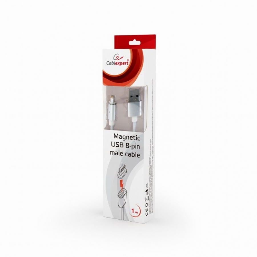 Gembird Magnetic Apple Lightning USB Cable 1m Silver (CC-USB2-AMLMM-1M)