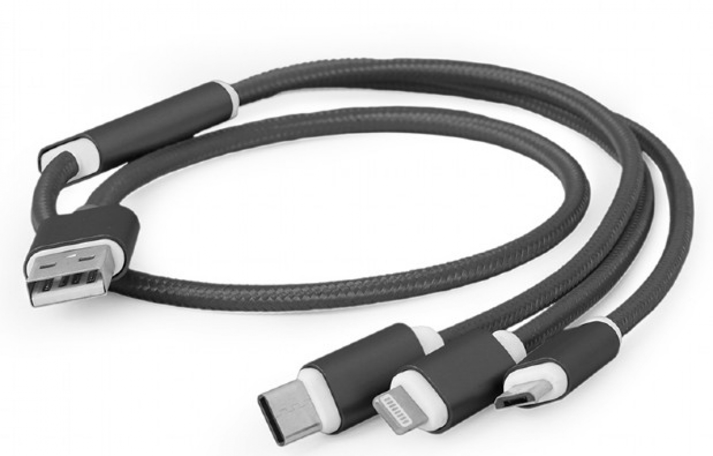Gembird USB charging combo 3-in-1 Lightning, Type C, Micro USB Black (CC-USB2-AM31-1M)