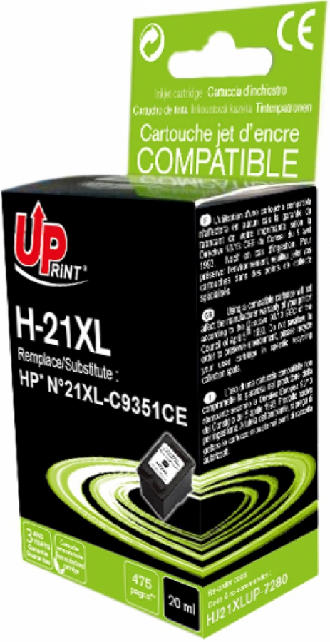 Tintes kārtridžs UPrint HP 21XLBk Black (H-21B-UP)