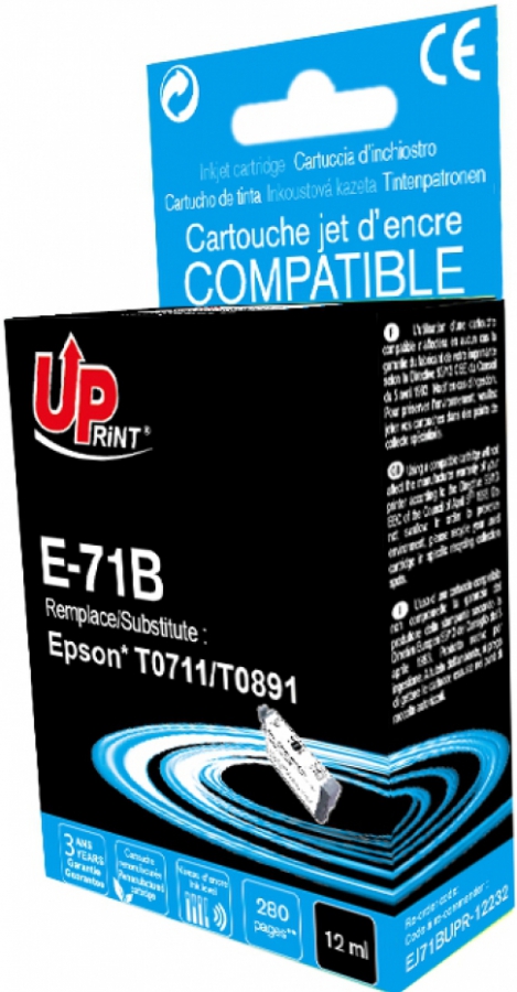 Tintes kārtridžs UPrint Epson T0711Bk Black (E-71B-UP)