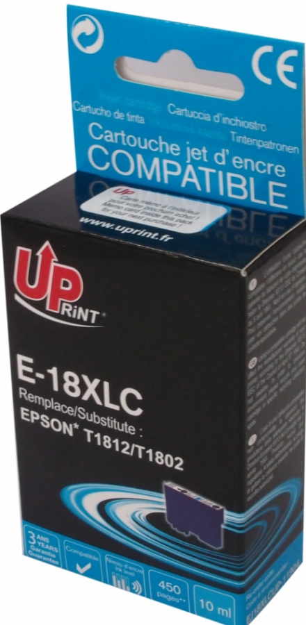Tintes kārtridžs UPrint Epson T1812XLC Cyan (E-18XLC-UP)