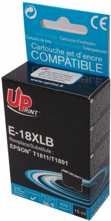 Tintes kārtridžs UPrint Epson T1811XLBk Black (E-18XLB-UP)