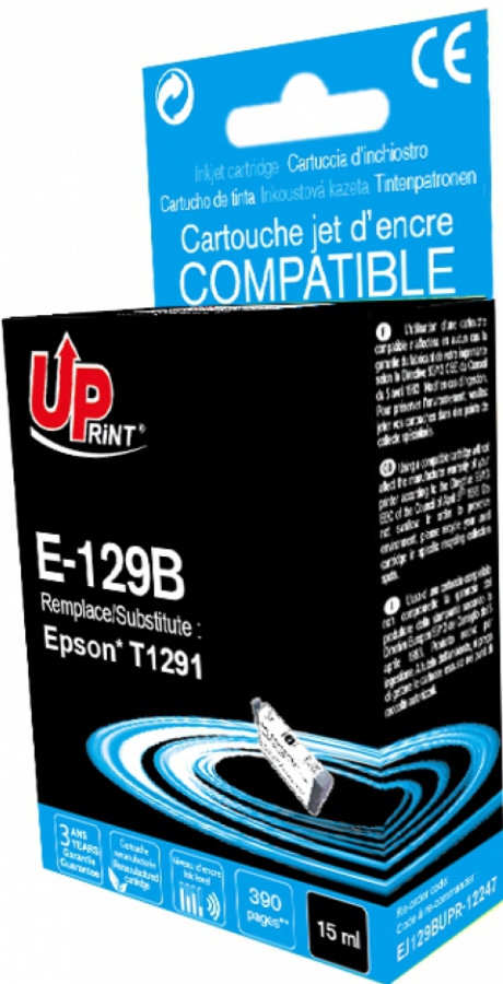 Tintes kārtridžs UPrint Epson T1291Bk Black (E-129B-UP)