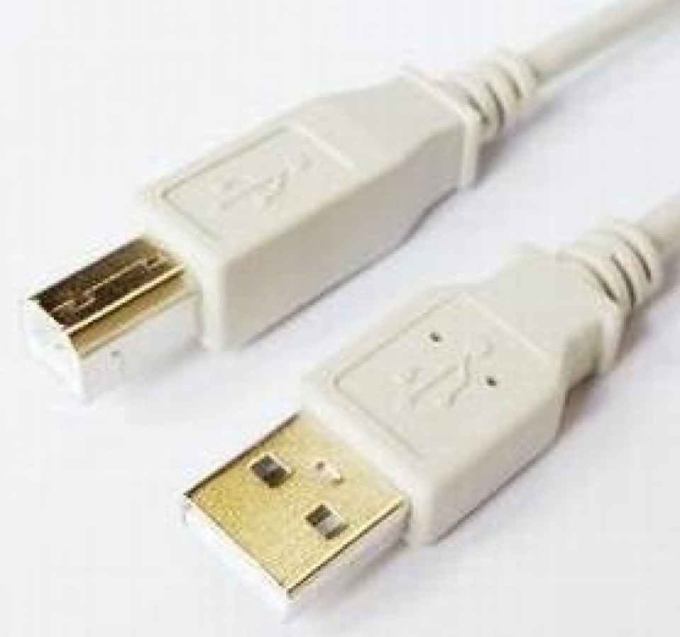 Kabelis Brackton USB Male - USB Male B 3m White (US2-ABB-0300.L)