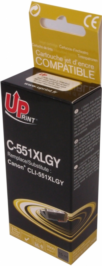 Tintes kārtridžs UPrint Canon CLI-551XLG Grey (C-551XLGY-UP)