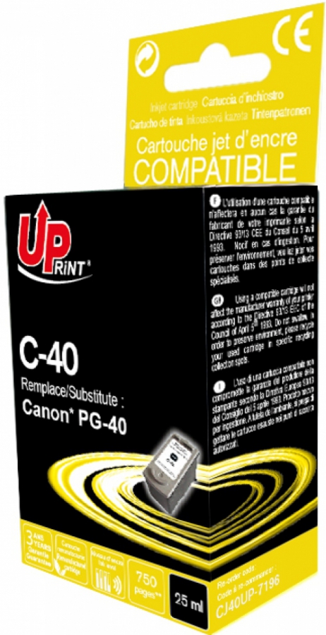 Tintes kārtridžs UPrint Canon PG-40 Black (C-40B-UP)