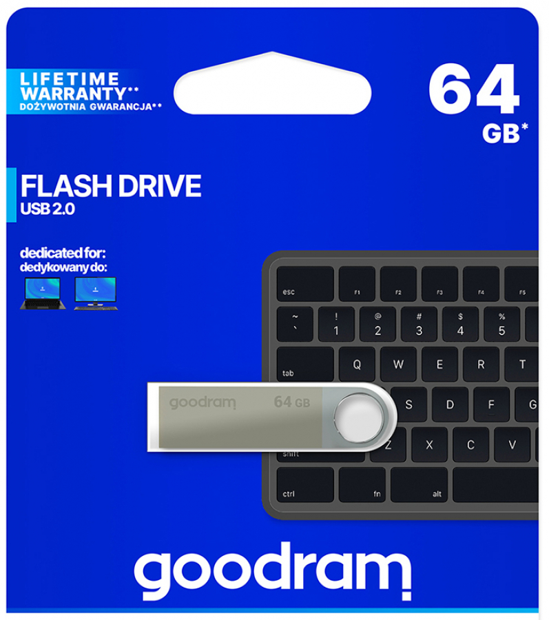 Goodram UUN2 USB 2.0 64GB Silver (UUN2-0640S0R11)