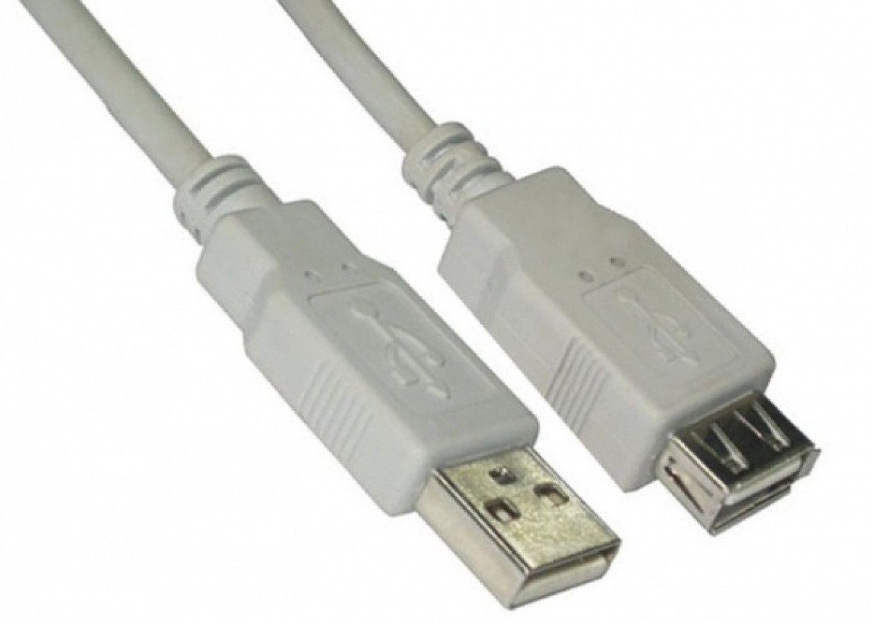 Kabelis Brackton USB Male - USB Female 2m White (US2-VEB-0200.L)