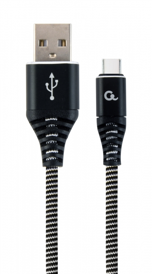 Gembird USB Male - USB Type C Male Premium cotton braided 1m Black (CC-USB2B-AMCM-1M-BW)
