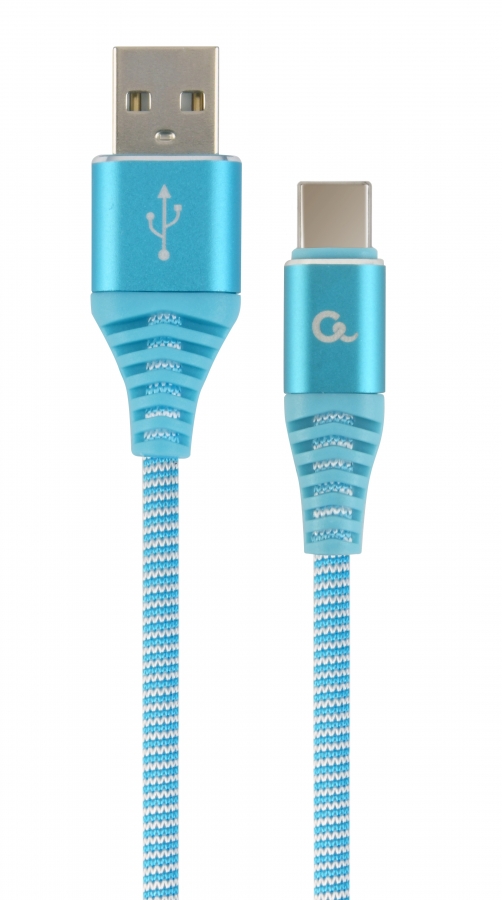 Gembird USB Male - USB Type C Male Premium cotton braided 2m Blue/White (CC-USB2B-AMCM-2M-VW)