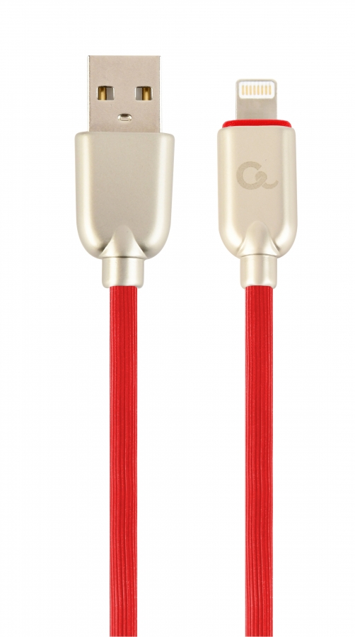 Gembird USB Male - Lightning Male Premium rubber 1m Red (CC-USB2R-AMLM-1M-R)