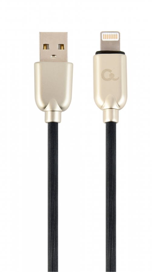 Gembird USB Male - Lightning Male Premium rubber 2m Black (CC-USB2R-AMLM-2M)