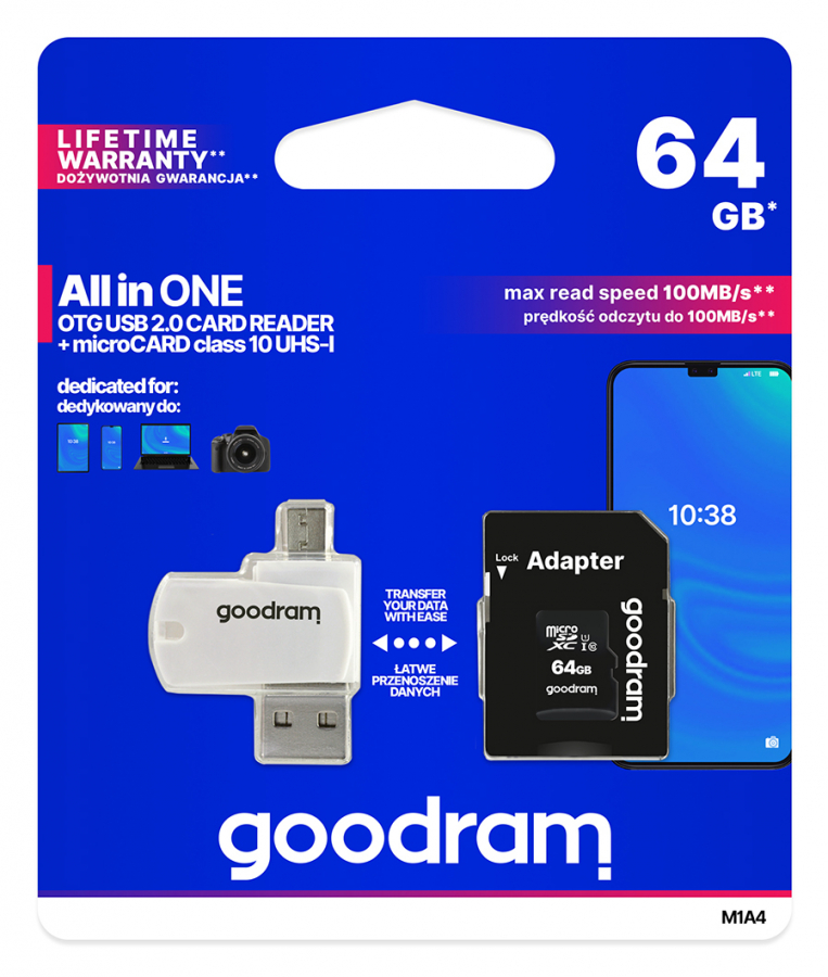 Goodram MicroSD 64GB All in one class 10 UHS I + Card reader (M1A4-0640R12)