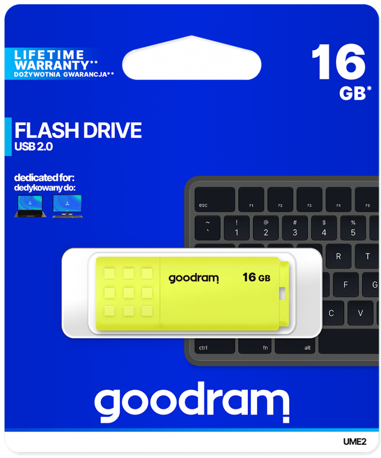 Goodram UME2 USB 2.0 16GB Yellow (UME2-0160Y0R11)