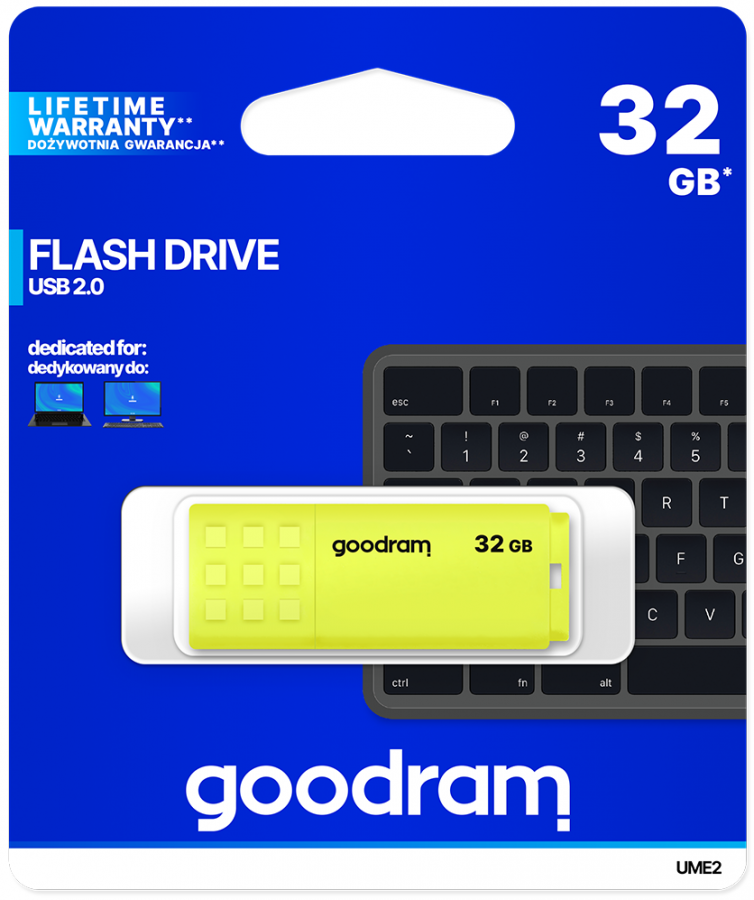 Goodram UME2 USB 2.0 32GB Yellow (UME2-0320Y0R11)