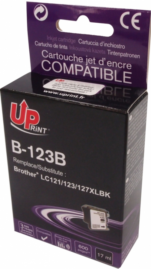 Tintes kārtridžs UPrint Brother LC123BK Black (B-123B-UP)
