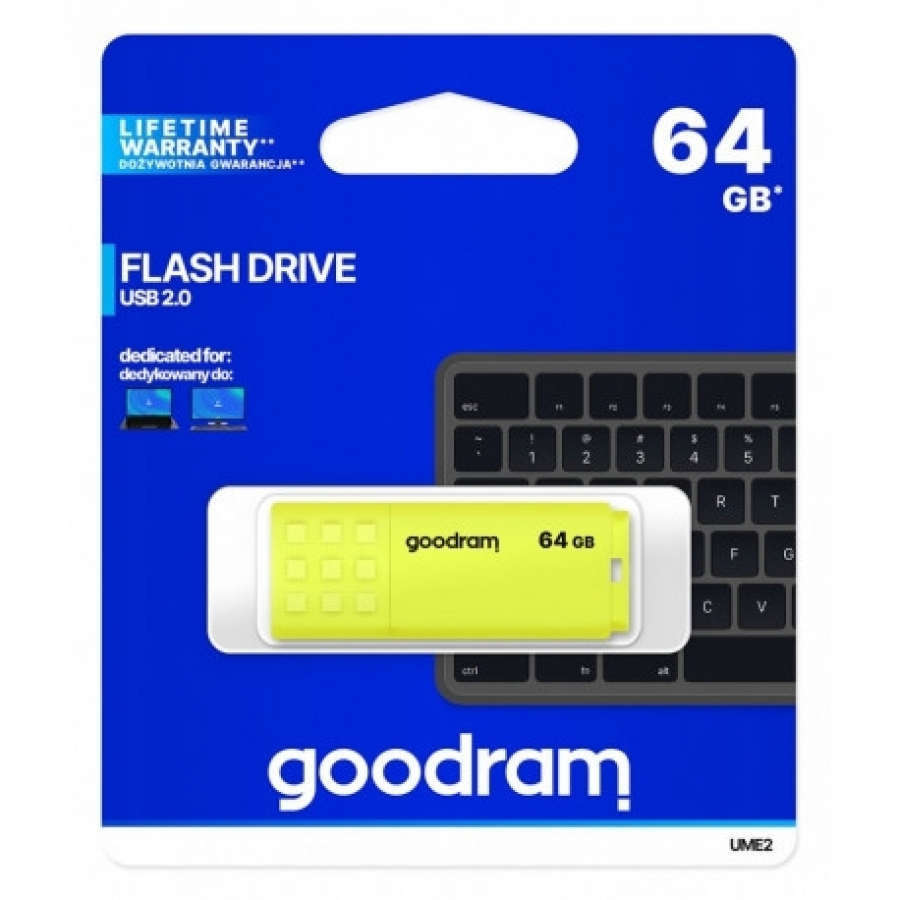 Goodram UME2 USB 2.0 64GB Yellow (UME2-0640Y0R11)
