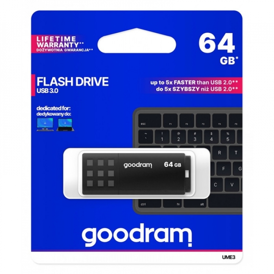 GoodRam 64GB UME3 USB 3.0 Black (UME3-0640K0R11)