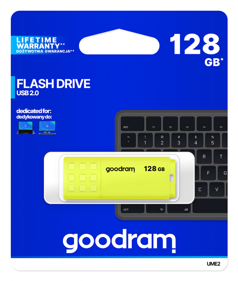 Goodram UME2 USB 2.0 128GB Yellow (UME2-1280Y0R11)