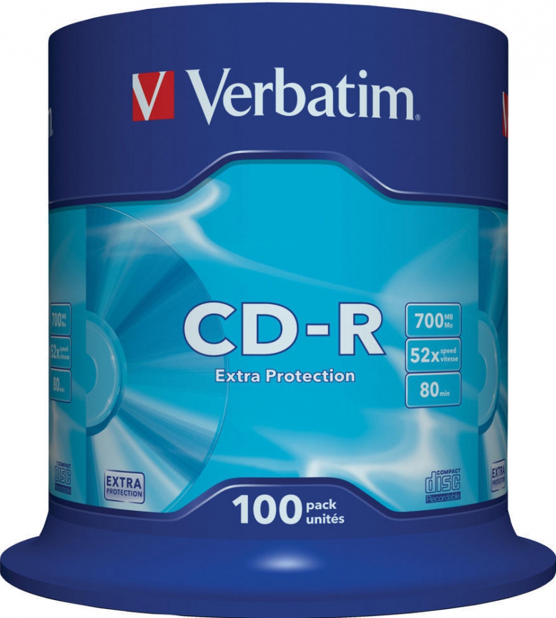 Matricas CD-R Verbatim 700MB 1x-52X Extra Protection, 100 Pack Spindle (43411V)