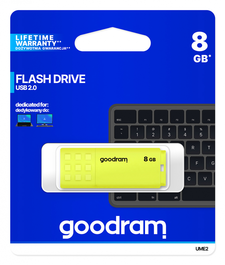 Goodram UME2 USB 2.0 8GB Yellow (UME2-0080Y0R11)